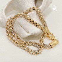Collier 45cm Zopfkette bicolor 585 Gelbgold