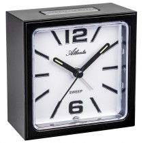 Atlanta 2130/7 Wecker Quarz analog eckig schwarz mit Licht Snooze