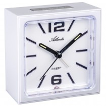 Atlanta 2130/0 Wecker Quarz analog eckig weiß mit Licht Snooze