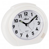 Atlanta 2140/0 Wecker Quarz analog weiß leise ohne Ticken mit Licht Snooze