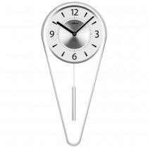 Atlanta 5008/19 Wanduhr Quarz mit Pendel silbern Pendeluhr modern