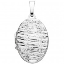 Medaillon oval 925 Sterling Silber mit Struktur für 2 Fotos