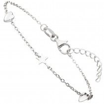 Armband Herz Stern 925 Sterling Silber 19 cm