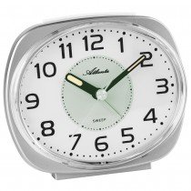Atlanta 2141/19 Wecker Quarz analog silbern leise ohne Ticken mit Licht Snooze