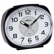 Atlanta 2141/7 Wecker Quarz analog schwarz leise ohne Ticken mit Licht Snooze
