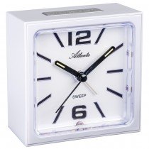 Atlanta 2130/0 Wecker Quarz analog eckig weiß mit Licht Snooze