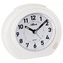 Atlanta 2140/0 Wecker Quarz analog weiß leise ohne Ticken mit Licht Snooze