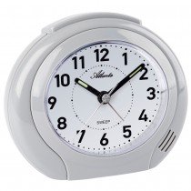 Atlanta 2140/4 Wecker Quarz analog grau leise ohne Ticken mit Licht