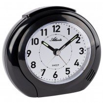 Atlanta 2140/7 Wecker Quarz analog schwarz leise ohne Ticken mit Licht Snooze