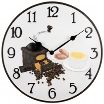 Küchenuhr Wanduhr Küche Quarz analog weiß schwarz Motiv Kaffee