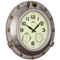 Atlanta 4545 Wanduhr Quarz analog Antik-Optik mit Thermometer