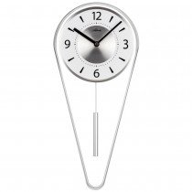 Atlanta 5008/19 Wanduhr Quarz mit Pendel silbern Pendeluhr modern