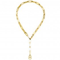 Y-Collier Halskette Edelstahl gelbgoldfarben beschichtet 55 cm