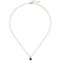 Collier 585 Gold Gelbgold 1 Rubellit 1 Diamant Brillant 45 cm