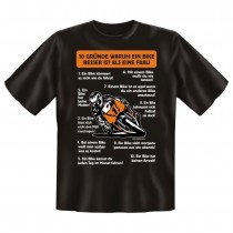 Fun T-Shirt 10 Gründe weshalb ein Bike besser ist als eine Frau