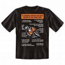 Fun T-Shirt 10 Gründe weshalb ein Bike besser ist als eine Frau