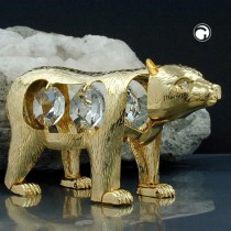 Eisbär mit Glas-Steinen Kristallglas