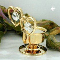 Teelicht Zwei Herzen mit Glas-Steinen