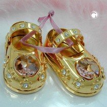 1 Paar Babyschuhe mit Glas-Steinen