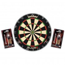 Dartboard WINMAU Original Blade 6 + 2 Steeldart Sets Broadside Brass