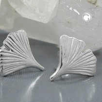 Ohrstecker 12mm Ginkgoblatt glänzend 925 Sterlingsilber