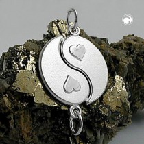Anhänger Yin-Yang 2 Herzen 925 Sterlingsilber