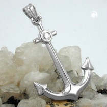 Anhänger großer Anker rhodiniert 925 Sterlingsilber