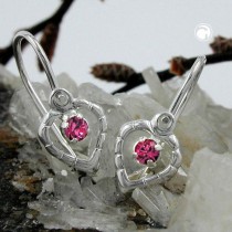 Ohrring Herz Glasstein pink 925 Sterlingsilber