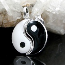 Anhänger Yin-Yang lackiert Silber