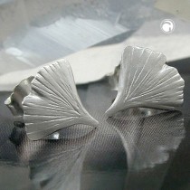 Ohrstecker 9mm Ginkgoblatt matt 925 Sterlingsilber