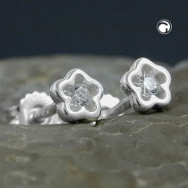 Ohrstecker Blume mit Zirkonia 925 Sterlingsilber