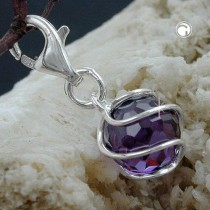 Anhänger Charm Zirkonia-lila 925 Sterlingsilber