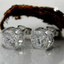 Ohrstecker 8mm Zirkonia weiß 925 Sterlingsilber