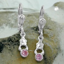 Ohrring Blume Zirkonia pink 925 Sterlingsilber