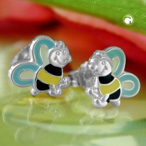 Ohrstecker Bienen farbig 925 Sterlingsilber