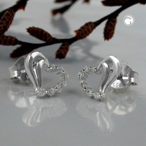 Ohrstecker Herz mit Zirkonias 925 Sterlingsilber
