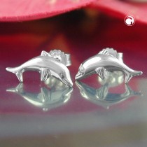 Ohrstecker 12x6mm springender Delfin 925 Sterlingsilber