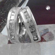Creolen Ohrringe 13mm Zirkonia weiß 925 Sterlingsilber
