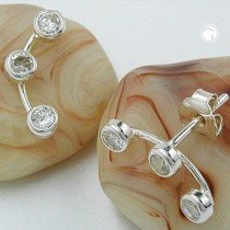 Ohrstecker je 3x Zirkonia 925 Sterlingsilber