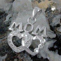 Anhänger MOM 2 Herzen Zirkonia 925 Sterlingsilber