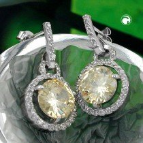 Ohrstecker Stein helloliv mit Strass 925 Sterlingsilber