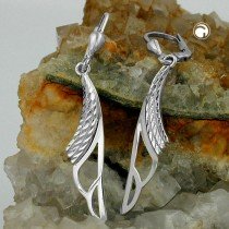 Ohrring Blatt rhodiniert 925 Sterlingsilber