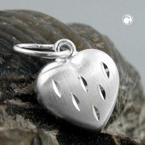 Anhänger Herz matt-diamit 925 Sterlingsilber