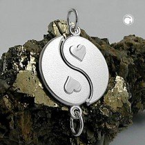 Anhänger Yin-Yang 2 Herzen 925 Sterlingsilber