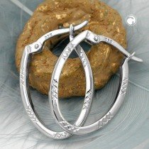 Creolen Ohrringe oval mit Stegbügel 925 Sterlingsilber