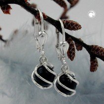 Ohrring mit Onyx-Kugel 6mm 925 Sterlingsilber