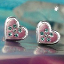Ohrstecker rosa Herz Zirkonia 925 Sterlingsilber