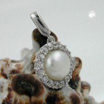 Anhänger Zirkonia mit Perle 925 Sterlingsilber