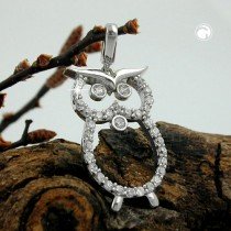 Anhänger Eule mit Zirkonias 925 Sterlingsilber