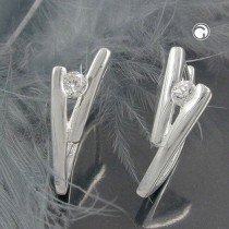 Creolen Ohrringe Zirkonia weiß 925 Sterlingsilber